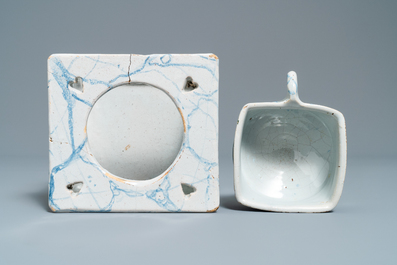 A blue and white 'faux-marbre' stove with brazier, Harlingen, 1st quarter 19th C.