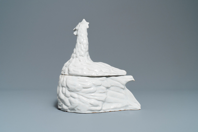 A white 'rooster' tureen and cover, France, 19th C.