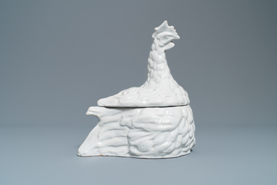 A white 'rooster' tureen and cover, France, 19th C.