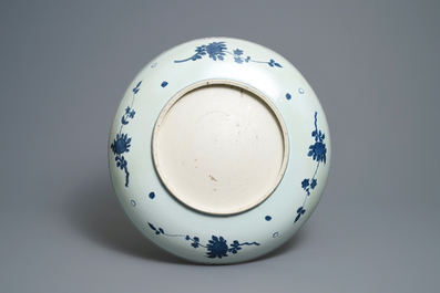 A massive Chinese blue and white landscape charger, Jiajing