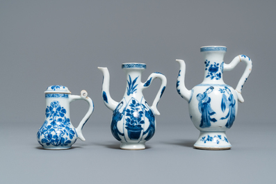 Three Chinese blue and white jugs, Kangxi