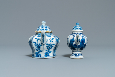 Five Chinese blue and white 'Long Eliza' teapots, Kangxi
