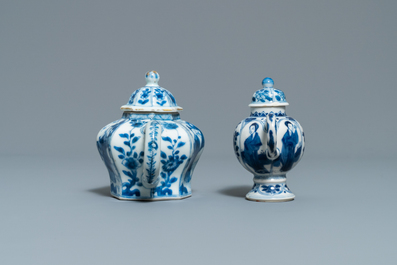 Five Chinese blue and white 'Long Eliza' teapots, Kangxi