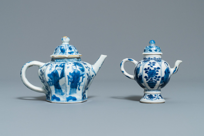 Five Chinese blue and white 'Long Eliza' teapots, Kangxi