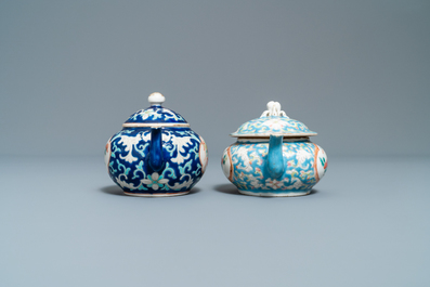 Two Chinese famille rose teapots and covers for the Straits or Peranakan market, 19th C.