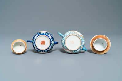 Two Chinese famille rose teapots and covers for the Straits or Peranakan market, 19th C.