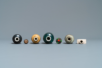 Ten Chinese mostly monochrome snuff bottles, 19/20th C.