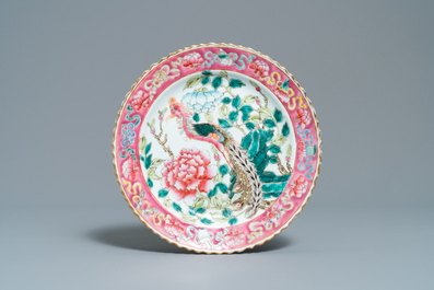Three Chinese famille rose plates for the Straits or Peranakan market, 19th C.