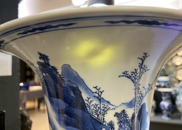 A Chinese blue and white yenyen vase with figures in a landscape, Kangxi