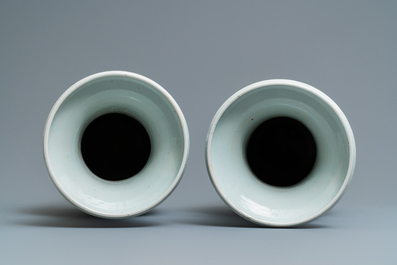 A pair of Chinese blue and white 'landscape' vases, 19th C.