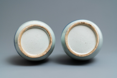 A pair of Chinese blue and white 'landscape' vases, 19th C.