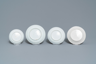 Thirteen various Chinese saucers and nine cups, Kangxi/Qianlong
