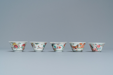 Thirteen various Chinese saucers and nine cups, Kangxi/Qianlong