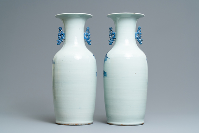 A pair of Chinese blue and white 'landscape' vases, 19th C.