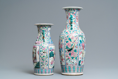 Two Chinese famille rose vases, 19th C.