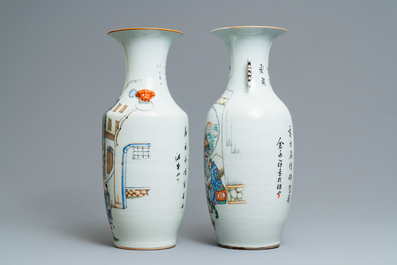 Two Chinese famille rose vases, 19/20th C.