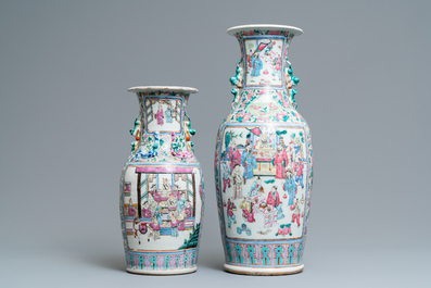 Two Chinese famille rose vases, 19th C.