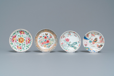 Thirteen various Chinese saucers and nine cups, Kangxi/Qianlong