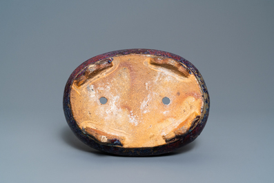 An oval Chinese flamb&eacute;-glazed narcissus jardini&egrave;re, 19th C.