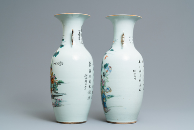 Two Chinese famille rose vases, 19/20th C.