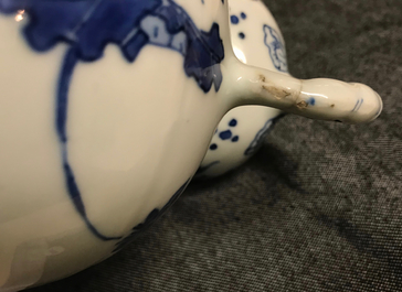A Chinese blue and white vase with floral design, Transitional period