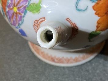A Chinese famille rose 'Pompadour' teapot and cover, Qianlong
