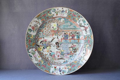 A massive Chinese famille rose 'General Yang and Mu Guiying' charger, Yongzheng