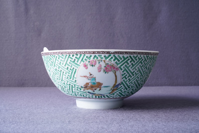 A Chinese famille rose relief-decorated bowl, Yongzheng