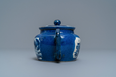 A Chinese powder blue-ground teapot and cover, Kangxi