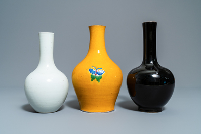 Six Chinese monochrome bottle vases, 18th C. and later