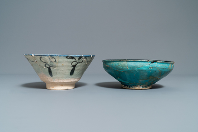 Four various Islamic pottery bowls, Safavid and Raqqa, 14th C. and later