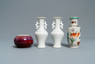 Eight small Chinese vases and a brushwasher, Kangxi and later