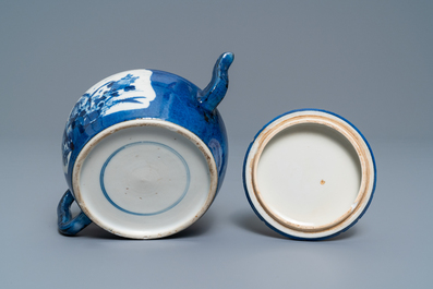 A Chinese powder blue-ground teapot and cover, Kangxi