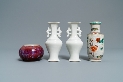 Eight small Chinese vases and a brushwasher, Kangxi and later