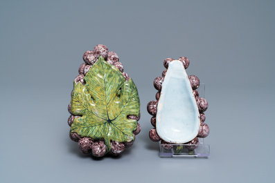 Une bo&icirc;te couverte en forme d'une grappe de raisins en fa&iuml;ence de Delft polychrome, 18&egrave;me