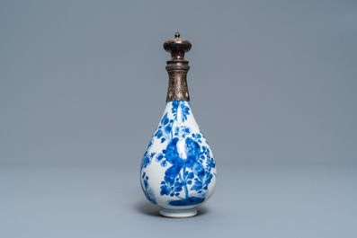 A Chinese blue and white silver-mounted vase, Kangxi