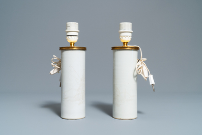 Trois paires de vases et une paire de plats en porcelaine de Chine monochrome, 19/20&egrave;me