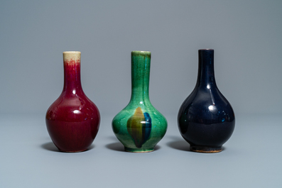 Six Chinese monochrome bottle vases, 18th C. and later