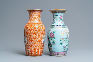 Two Chinese famille rose vases, 19th C.