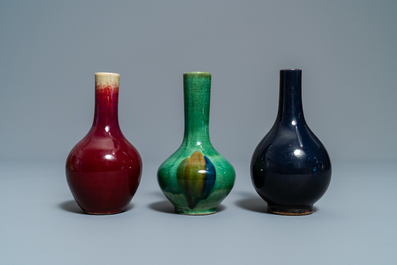 Six Chinese monochrome bottle vases, 18th C. and later