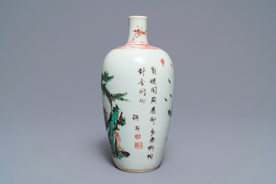 A Chinese famille verte 'Zhong Kui' vase, Kangxi