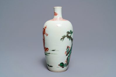 A Chinese famille verte 'Zhong Kui' vase, Kangxi