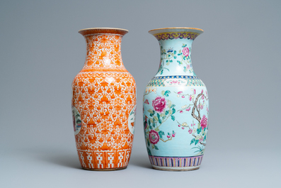Two Chinese famille rose vases, 19th C.