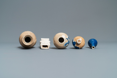 Eight small Chinese vases and a brushwasher, Kangxi and later