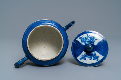 A Chinese powder blue-ground teapot and cover, Kangxi