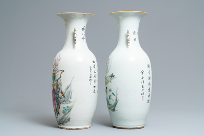 Two Chinese famille rose vases, 19/20th C.