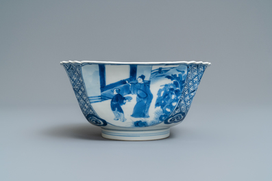 A Chinese blue and white square bowl, Chenghua mark, Kangxi