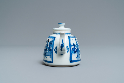 A Chinese blue and white 'Long Eliza' teapot, Yu mark, Kangxi