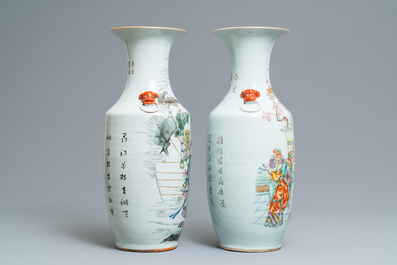 Two Chinese famille rose vases, 19/20th C.