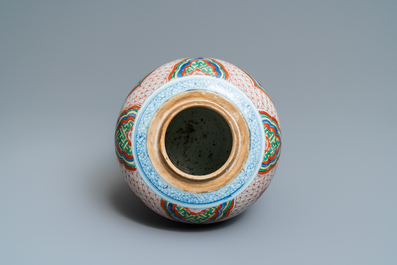 A Chinese wucai vase with fish, Transitional period